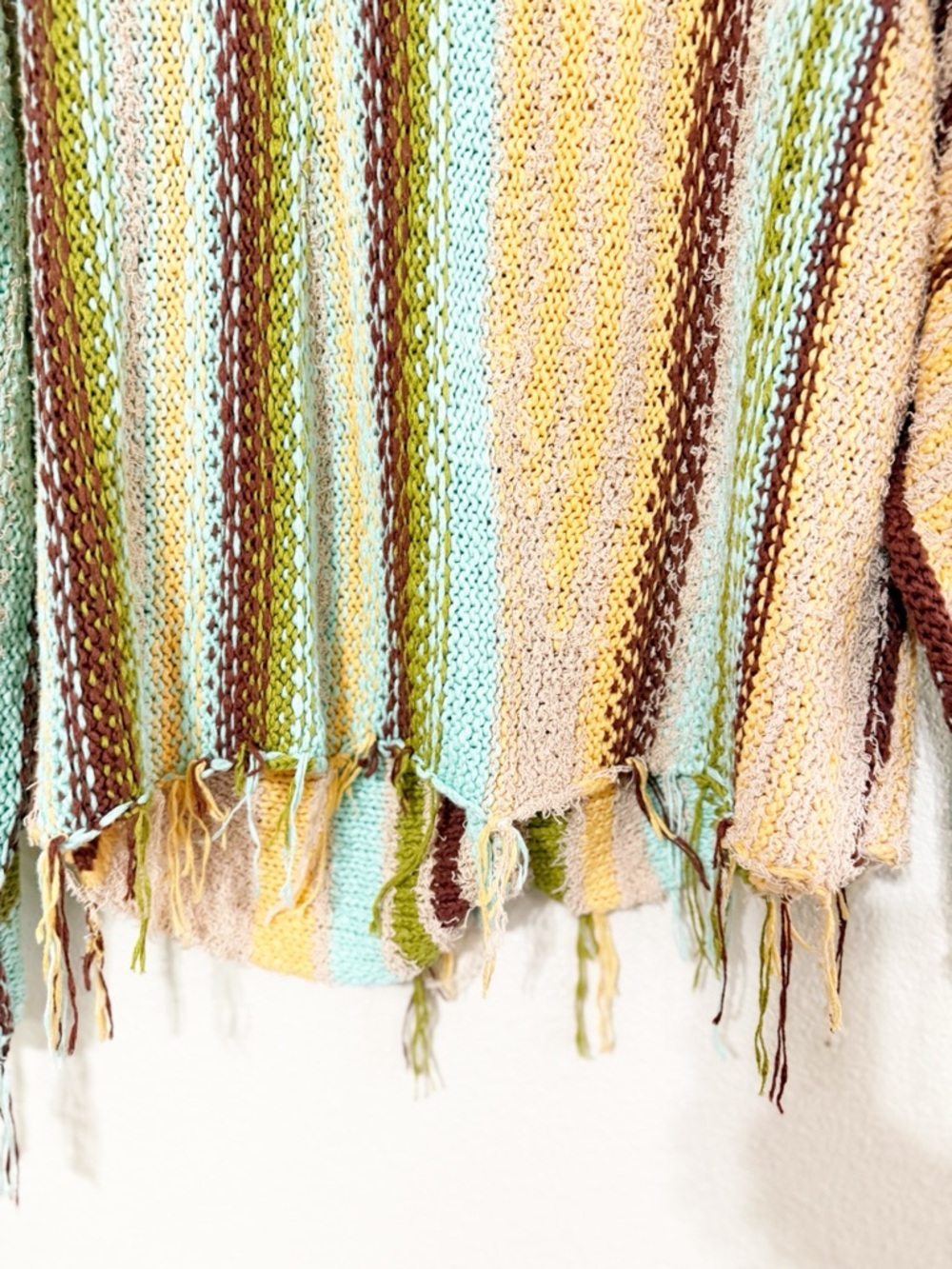 Free People Baja Stripe Fringe Boho Multicolor Button Cardigan Sweater - Picture 10 of 10